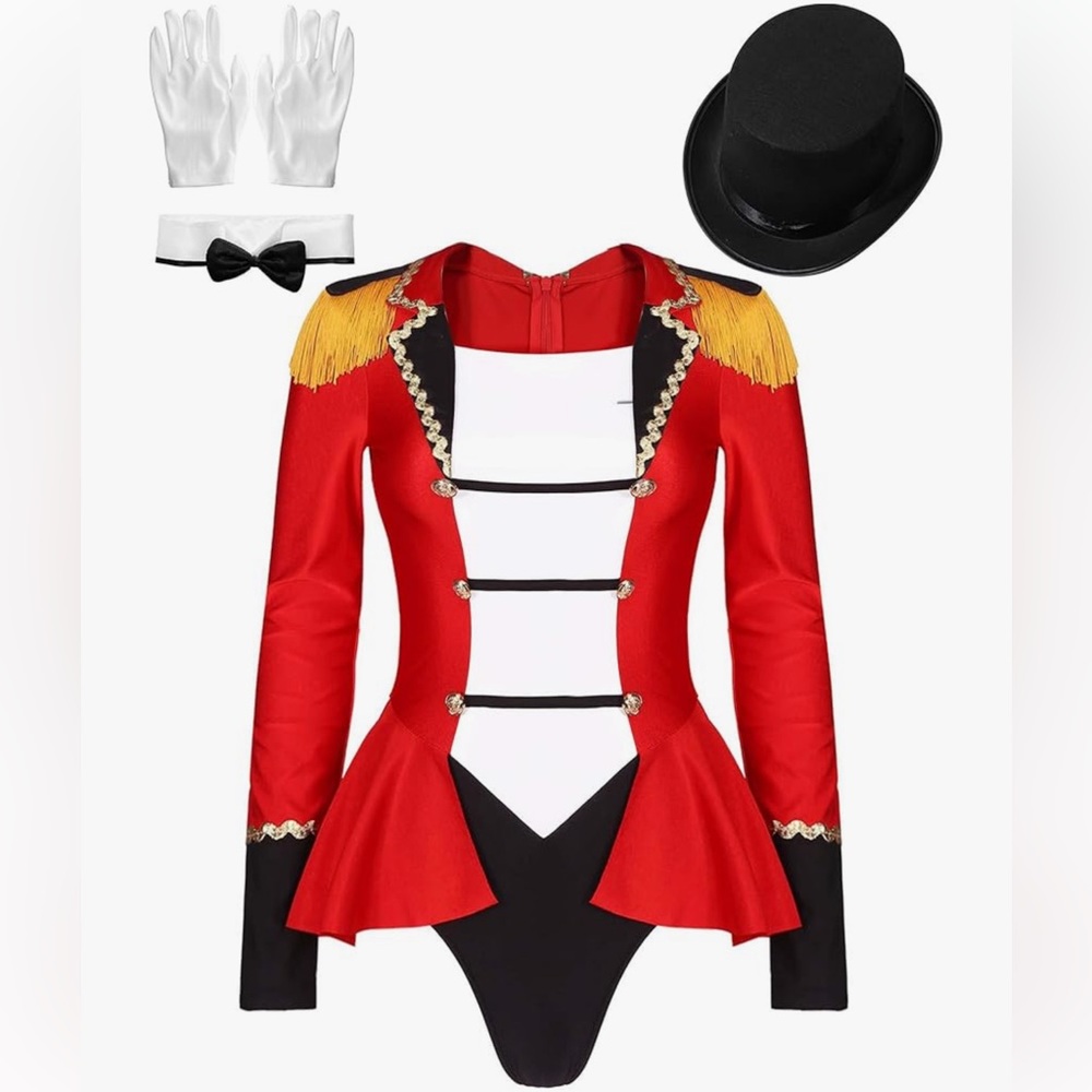 Red Circus Ringmaster Costume with Accessories